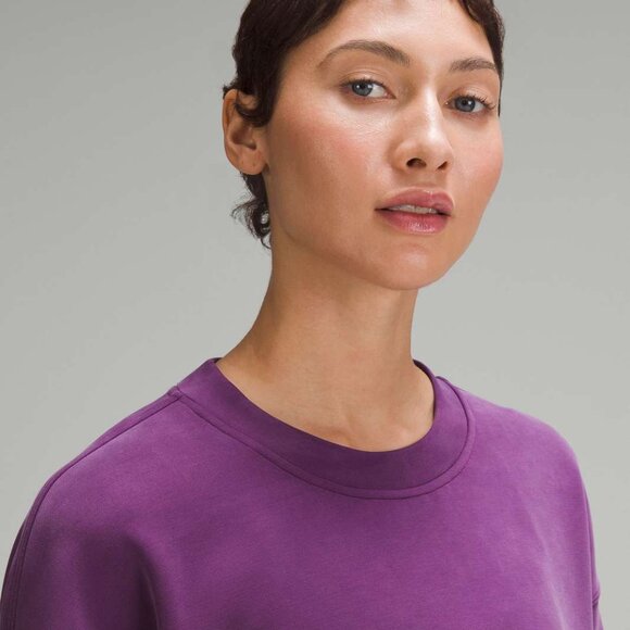 Softstreme Perfectly Oversized Cropped Crewneck Sweatshirt in Dramatic Magenta - Picture 2 of 4